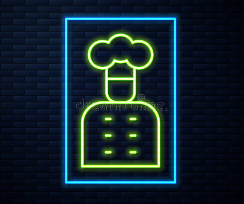 Icona di cuoca italiana sulla linea di neon isolata sullo sfondo del muro. vettore royalty illustrazione gratis