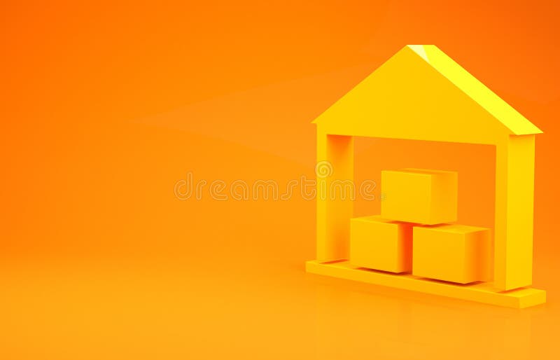 Icona di deposito giallo isolata in sfondo arancione 3d illustrazione 3d rendering