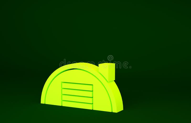 Icona di deposito giallo isolata in sfondo verde. minimalismo concetto 3d illustrazione 3d rendering