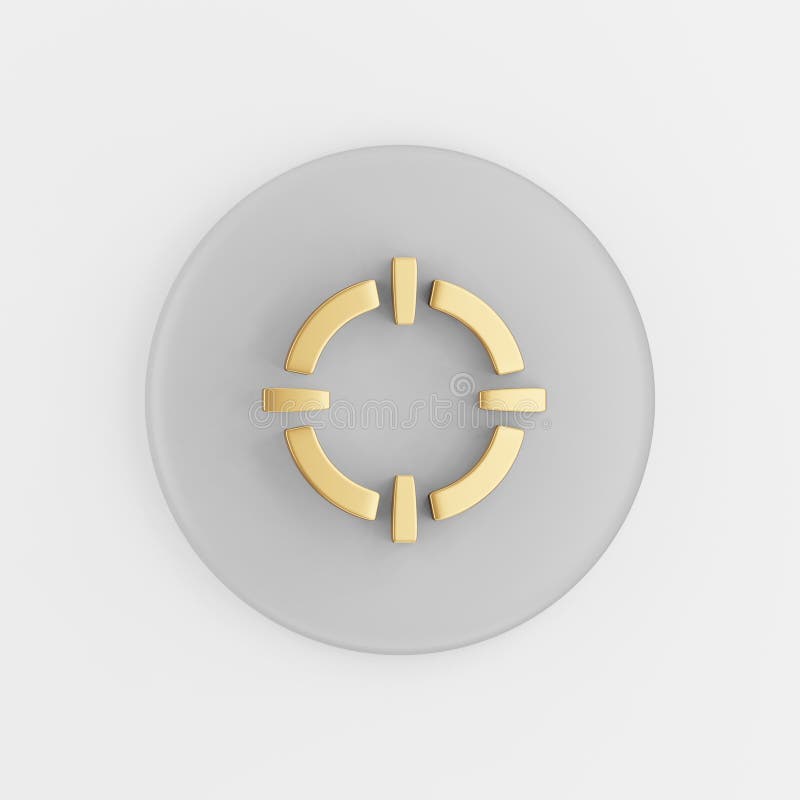 Icona di destinazione oro 3d rendering arrotondamento tasto tasto grigio interfaccia ui elemento ux illustrazione di stock
