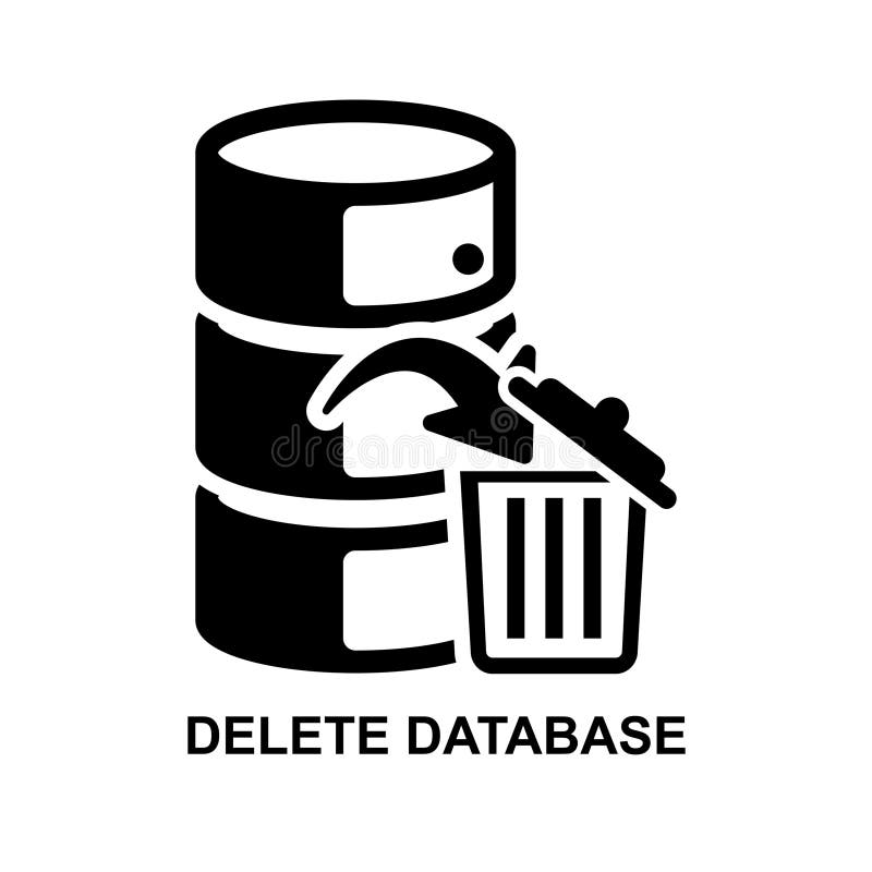 Icona di eliminazione database isolata in background illustrazione di stock