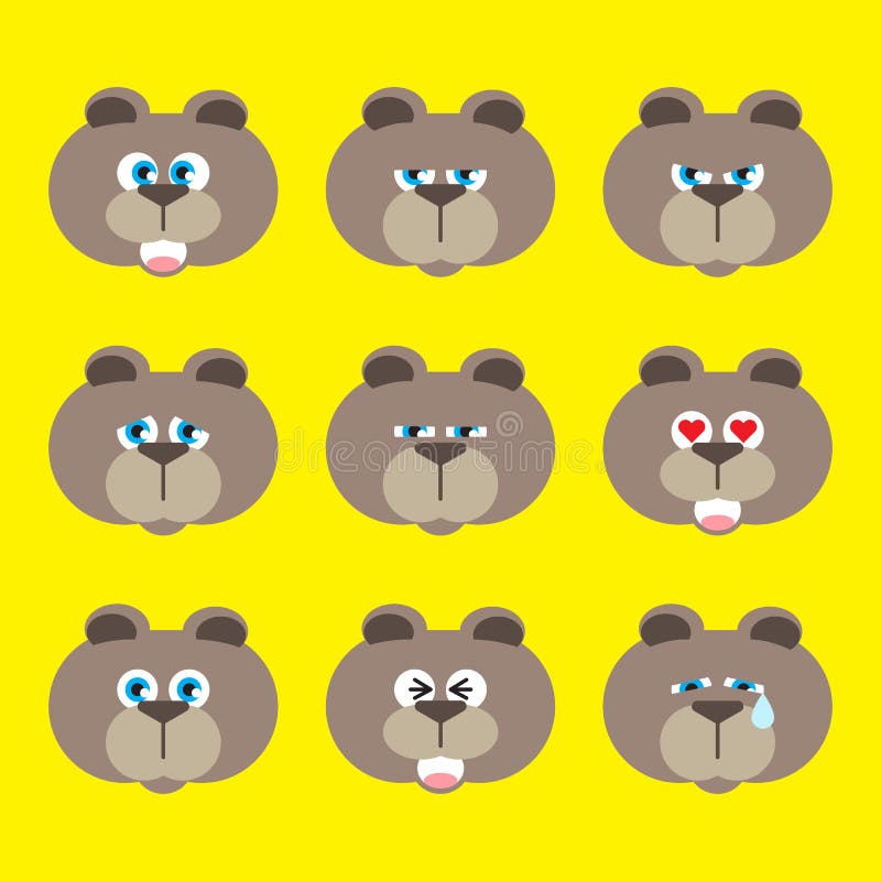 Icona di emozione messa - orso illustrazione di stock Icona di emozione messa - orso illustrazione di stock
