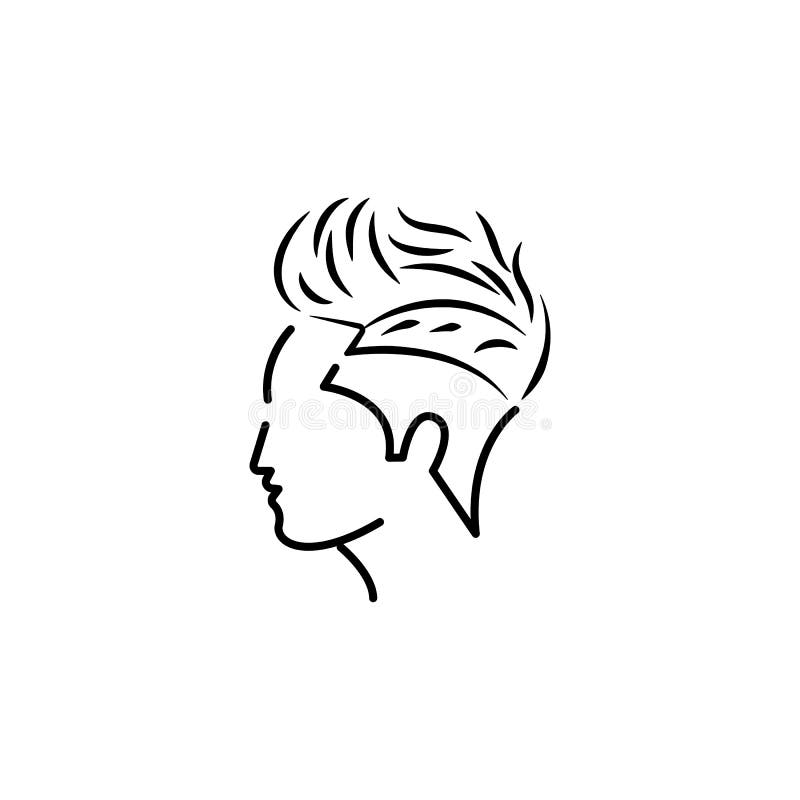Icona di illustrazione di una linea di capelli in un barbiere sullo sfondo bianco. per il logo Web dell'app mobile ui ux è possibile utilizzare segni e simboli