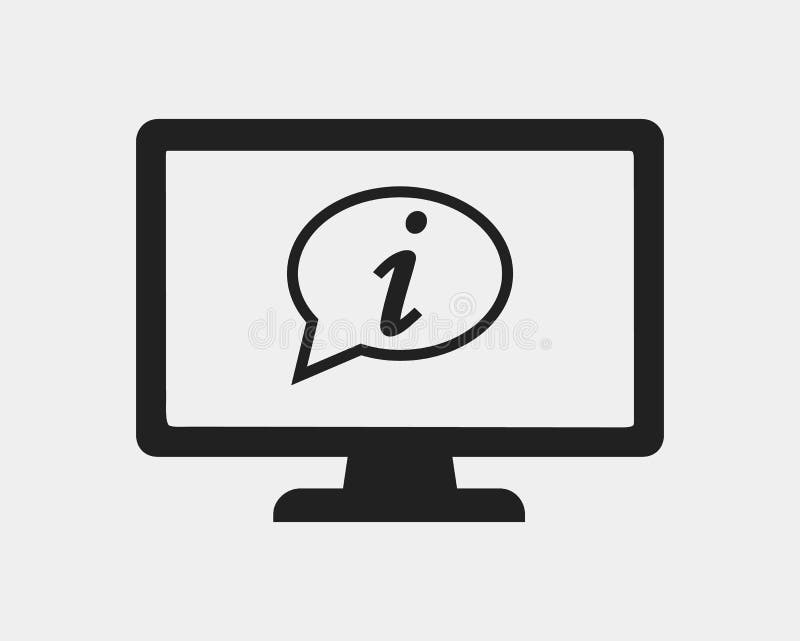 Icona di informazioni sullo schermo di computer su fondo grigio illustrazione di stock