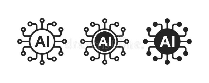 Icona di intelligenza artificiale. icona vettore chip processore ai. simbolo ai. concetto di logo ai illustrazione vettoriale