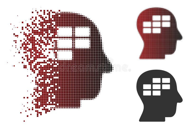 Icona di pensiero dissolta di programma di semitono del pixel illustrazione vettoriale
