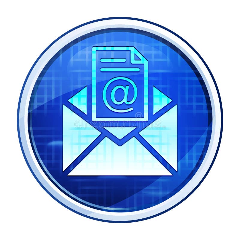 Icona di posta elettronica della newsletter - illustrazione vettoriale del pulsante blu rotondo immagine stock