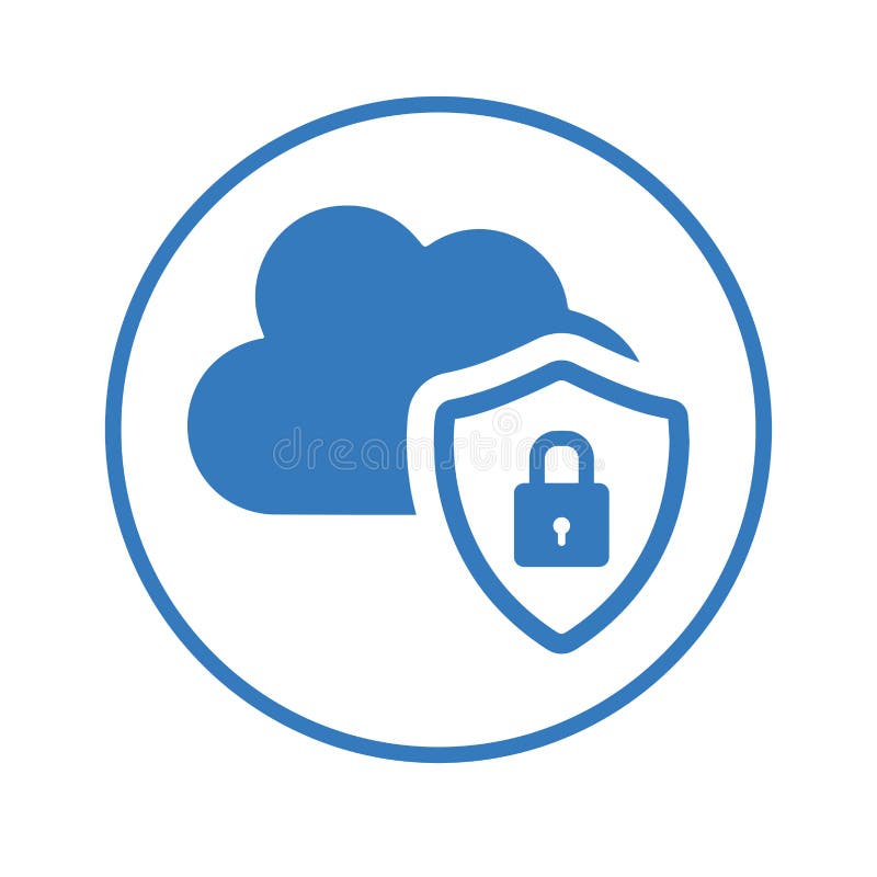 Icona di protezione del blocco del cloud. colore blu illustrazione vettoriale
