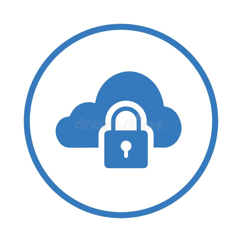 Icona di protezione del blocco del cloud. progettazione del vettore blu illustrazione vettoriale