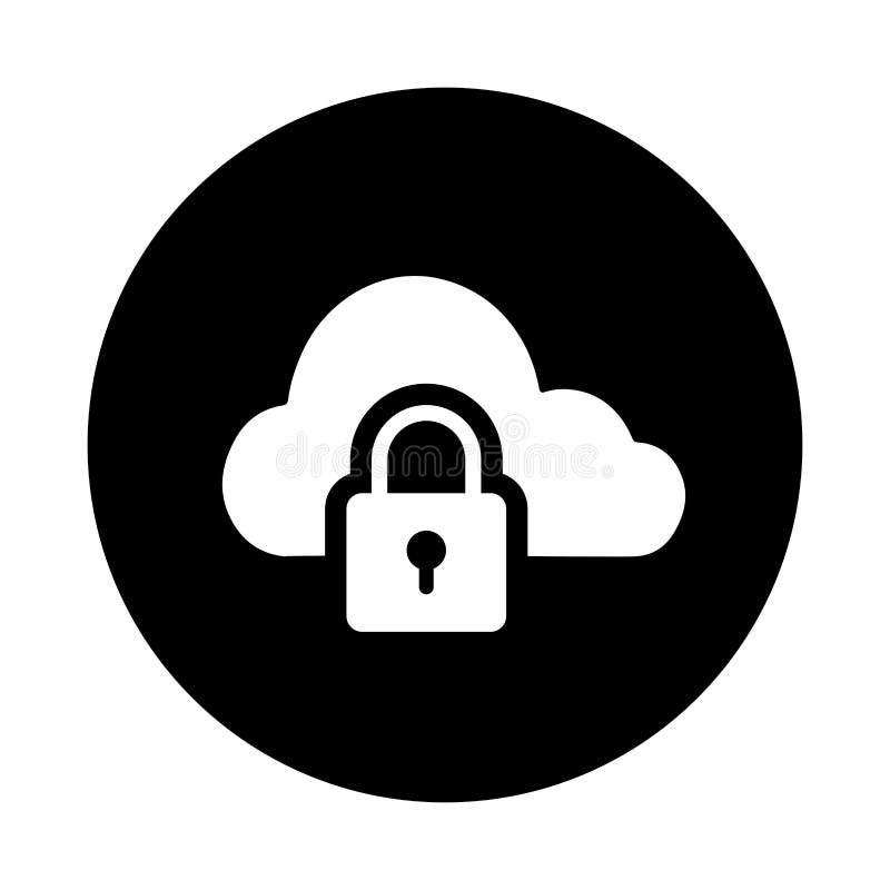 Icona di protezione del blocco del cloud. progettazione vettoriale nero illustrazione vettoriale