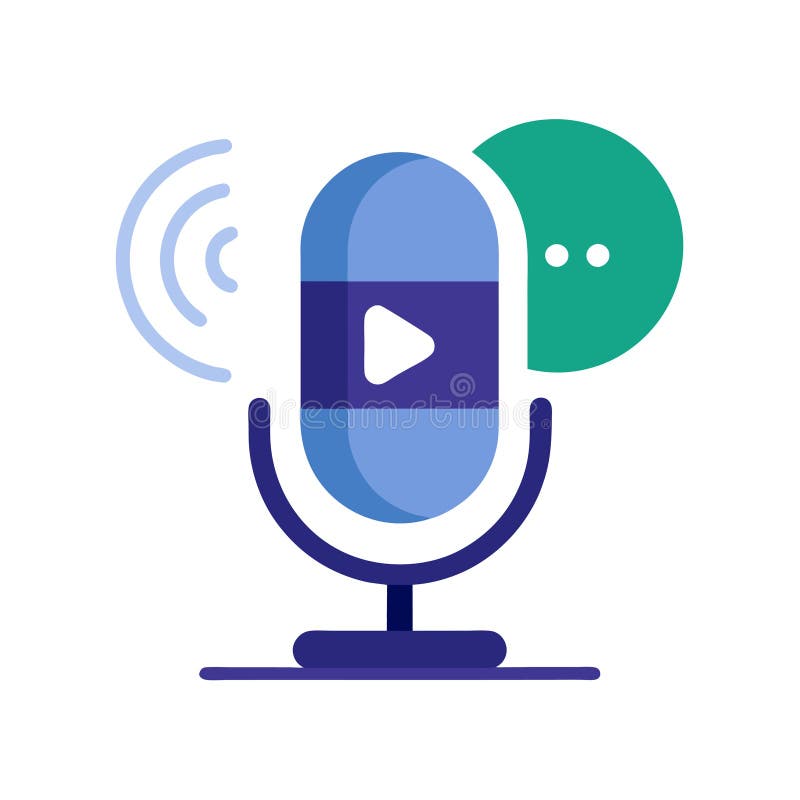 Icona di registrazione podcast con bolla di comunicazione microfono e onde sonore illustrazione vettoriale