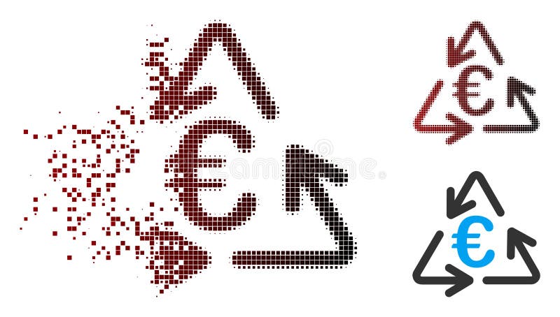 Icona di riciclaggio di semitono dissolta del pixel euro illustrazione di stock