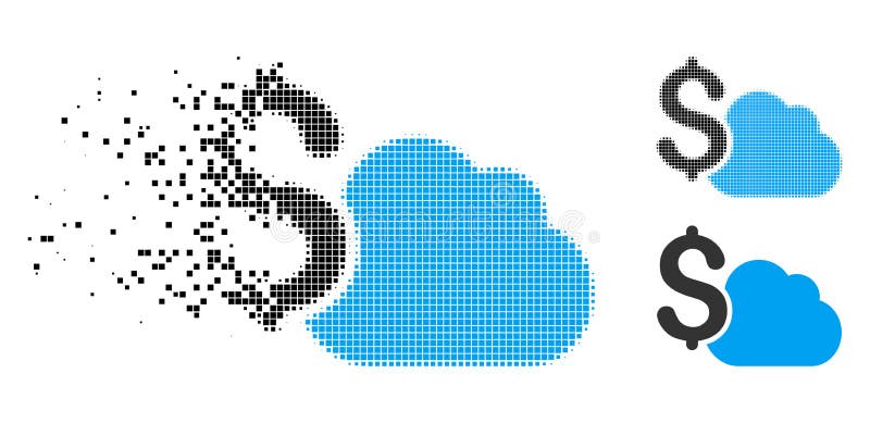 Icona di semitono dissolta di attività bancarie della nuvola del pixel illustrazione di stock