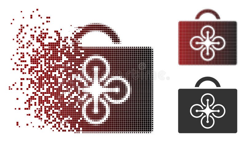 Icona di semitono dissolta di caso del fuco del pixel illustrazione vettoriale