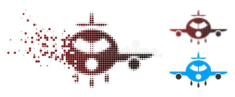 Icona di semitono dissolta degli aerei del carico del pixel illustrazione vettoriale
