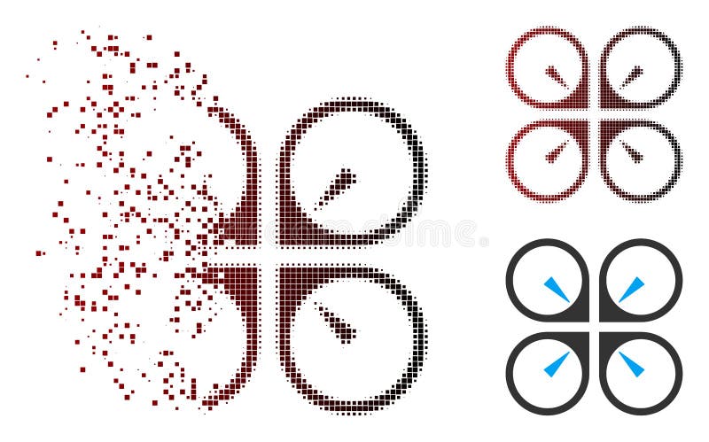 Icona di semitono dissolta del fuco di librazione del pixel illustrazione di stock