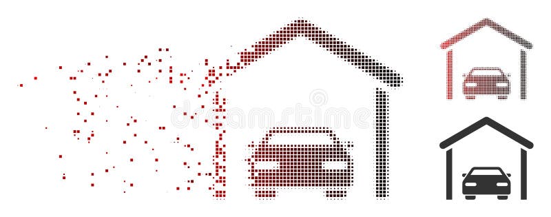 Icona di semitono dissolta del garage dell'automobile del pixel royalty illustrazione gratis