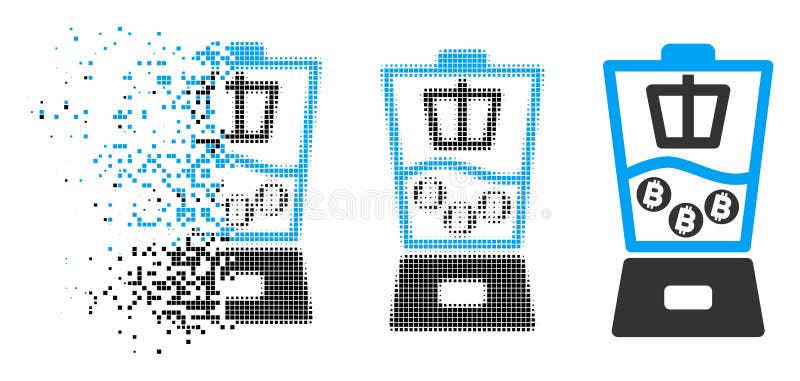 Icona di semitono dissolta del miscelatore di Bitcoin del pixel illustrazione vettoriale