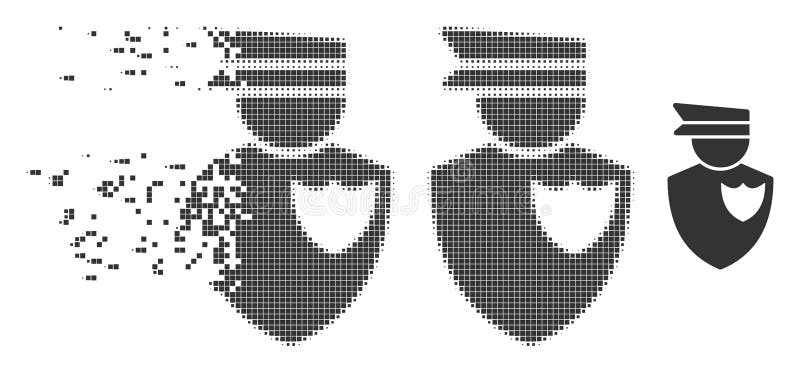 Icona di semitono dissolta del poliziotto del pixel illustrazione vettoriale