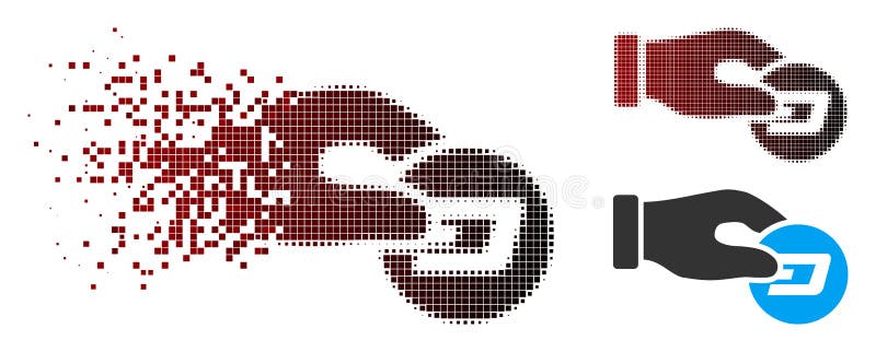 Icona di semitono dissolta del un poco di paga della mano del pixel royalty illustrazione gratis