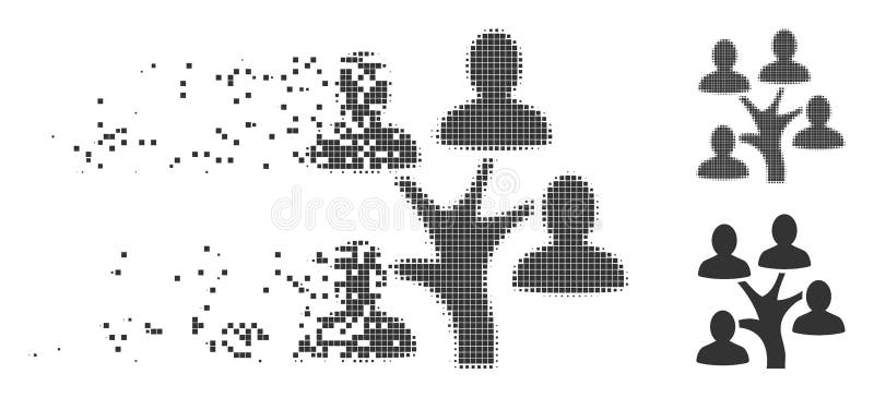 Icona di semitono dissolta dell'albero di genealogia del pixel illustrazione di stock