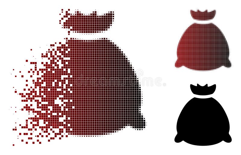 Icona di semitono dissolta della borsa del sacco del pixel illustrazione di stock