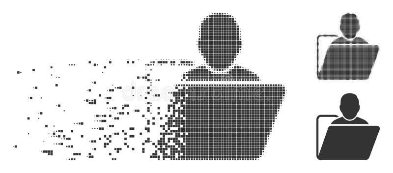 Icona di semitono dissolta della cartella dell'utente del pixel illustrazione vettoriale
