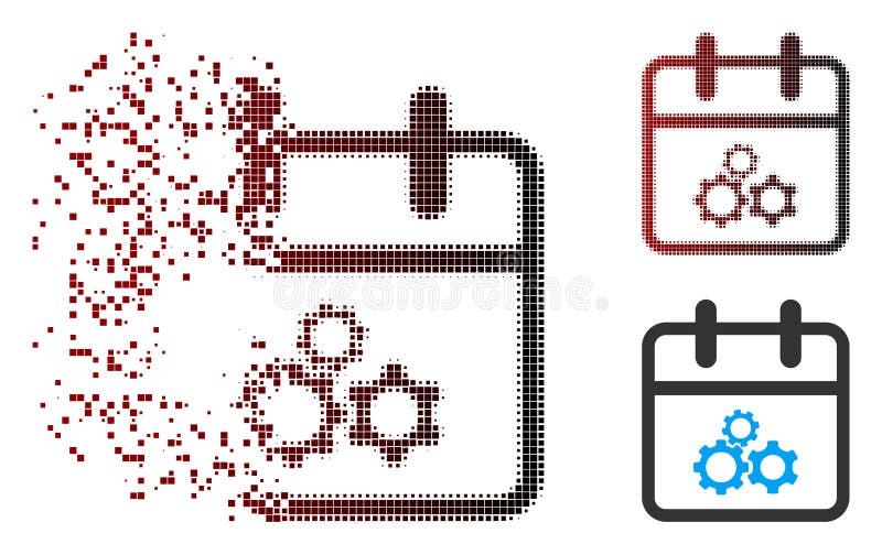Icona di semitono dissolta di giorno dei meccanici del pixel illustrazione di stock