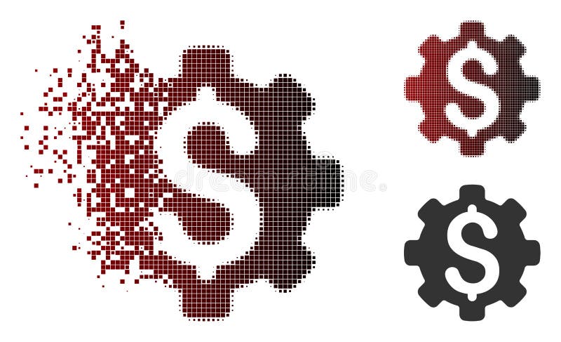 Icona di semitono dissolta di opzioni del dollaro del pixel illustrazione di stock