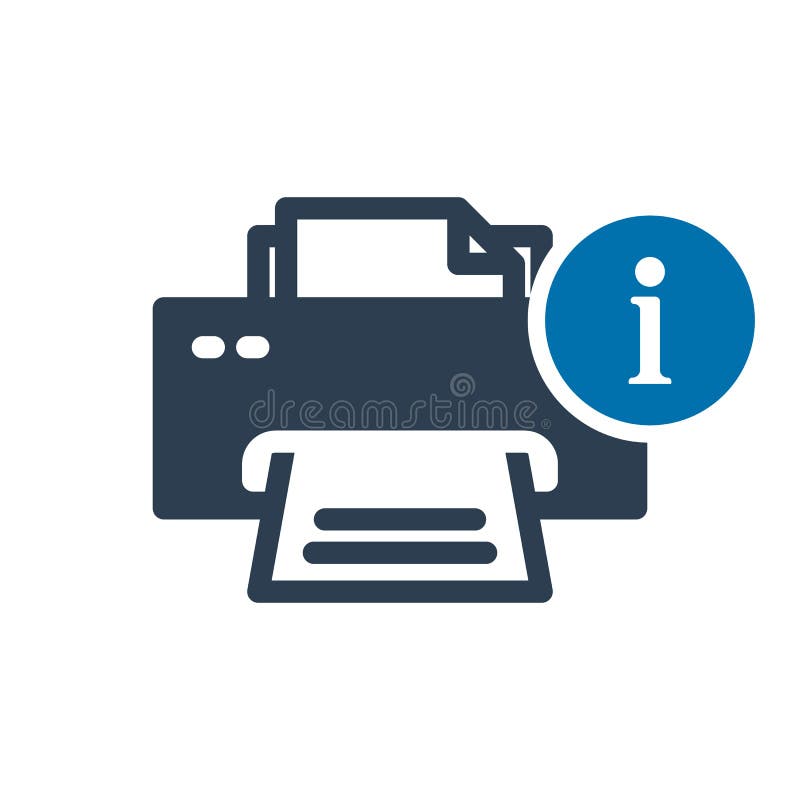 Icona di stampante, icona di tecnologia con il segnale di informazione Icona di stampante e circa, FAQ, aiuto, simbolo di suggeri illustrazione vettoriale Icona di stampante, icona di tecnologia con il segnale di informazione Icona di stampante e circa, FAQ, aiuto, simbolo di suggeri illustrazione vettoriale