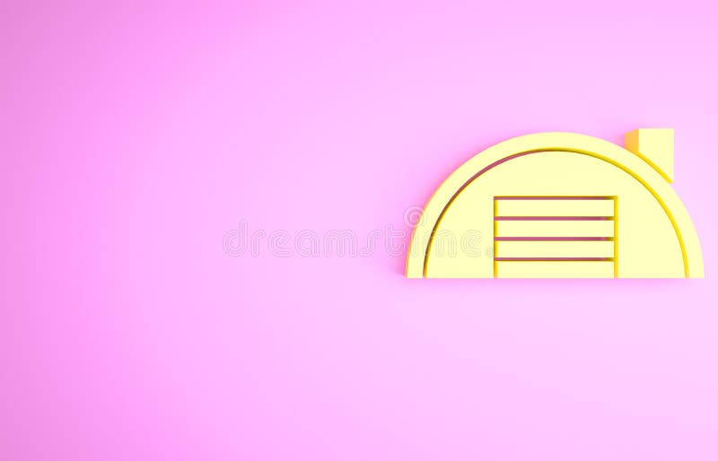 Icona di un deposito giallo isolata sullo sfondo rosa. minimalismo concetto 3d illustrazione 3d rendering