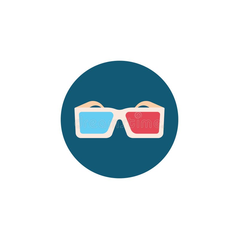 Icona di vetro del cinema rosso e blu di Hipster 3d a cerchio Disegno di catadiottro piatto illustrazione di stock