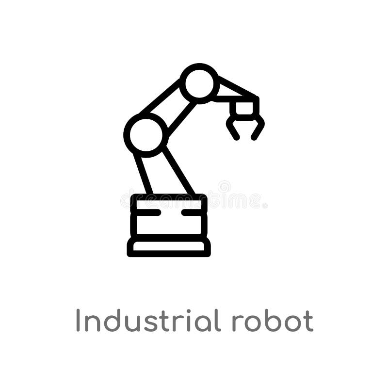 Icona di vettore del robot industriale del profilo linea semplice nera isolata illustrazione dell'elemento dal concetto di indust illustrazione vettoriale