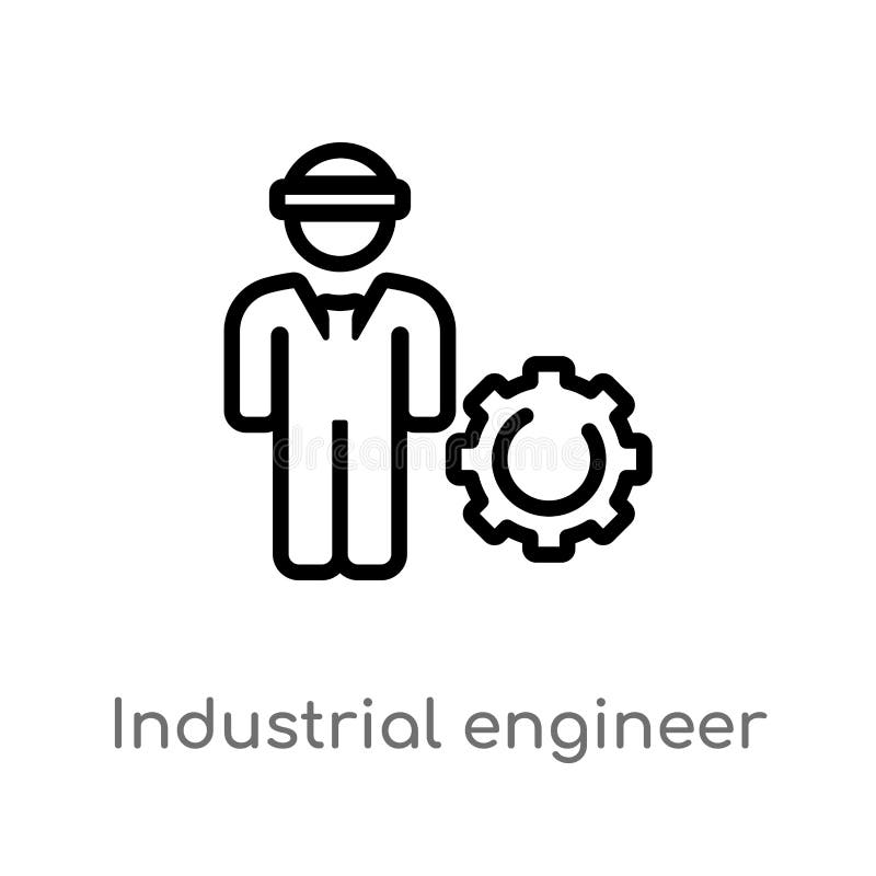 Icona di vettore dell'ingegnere industriale del profilo linea semplice nera isolata illustrazione dell'elemento dal concetto di i illustrazione vettoriale