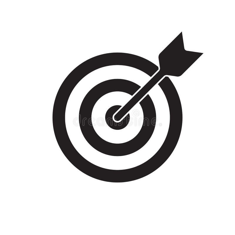 Icona di vettore della freccia e dell'obiettivo Tiro del bersaglio, simbolo del fuoco dell'obiettivo di obiettivo aziendale