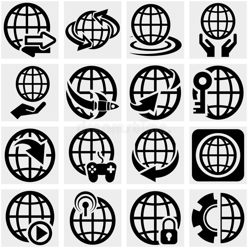 Icona di vettore della terra del globo messa su gray illustrazione vettoriale Icona di vettore della terra del globo messa su gray illustrazione vettoriale