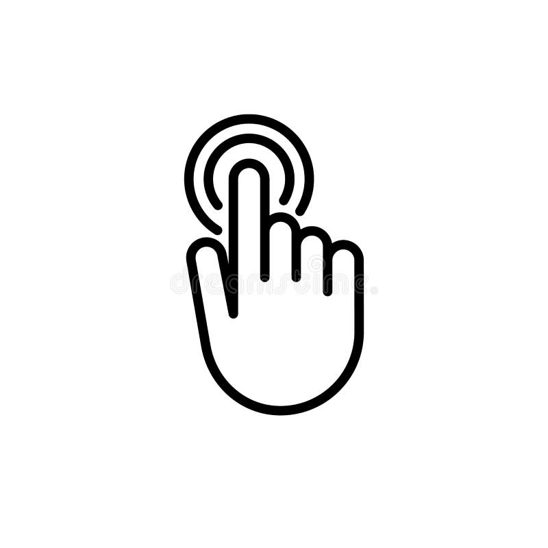 Icona di vettore di spinta del torchio tipografico manuale del dito del touch screen