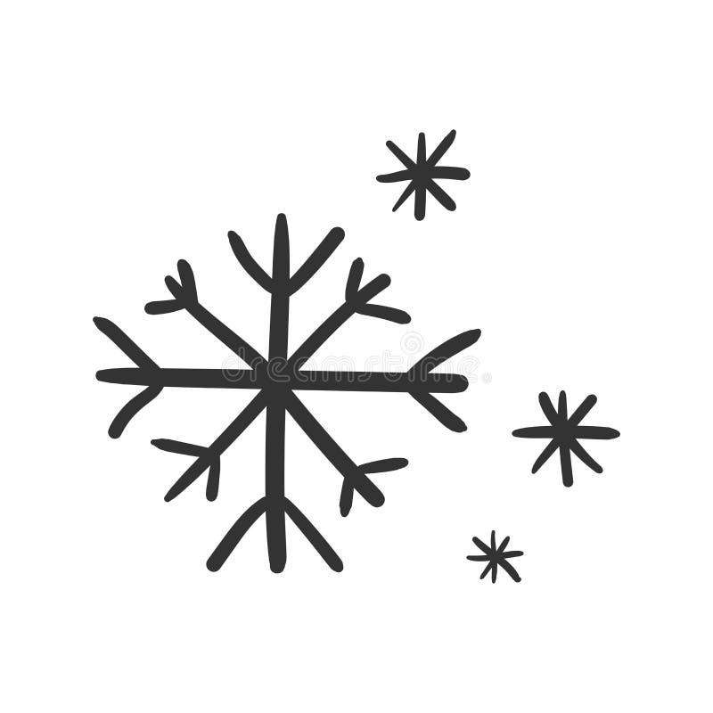 Icona disegnata a mano di vettore del fiocco di neve Illus di scarabocchio di schizzo del fiocco della neve