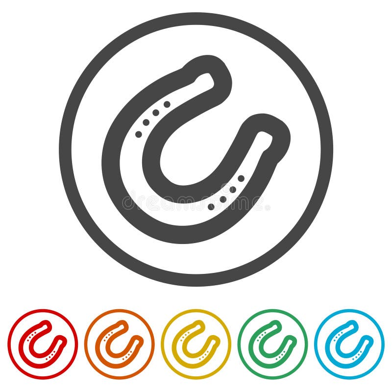 Icona a ferro di cavallo, 6 colori inclusi illustrazione di stock Icona a ferro di cavallo, 6 colori inclusi illustrazione di stock