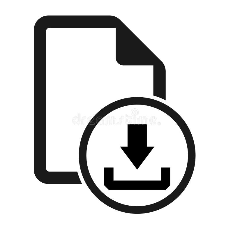 Icona file flat con il simbolo di download isolato sullo sfondo bianco. illustrazione vettoriale dei documenti royalty illustrazione gratis