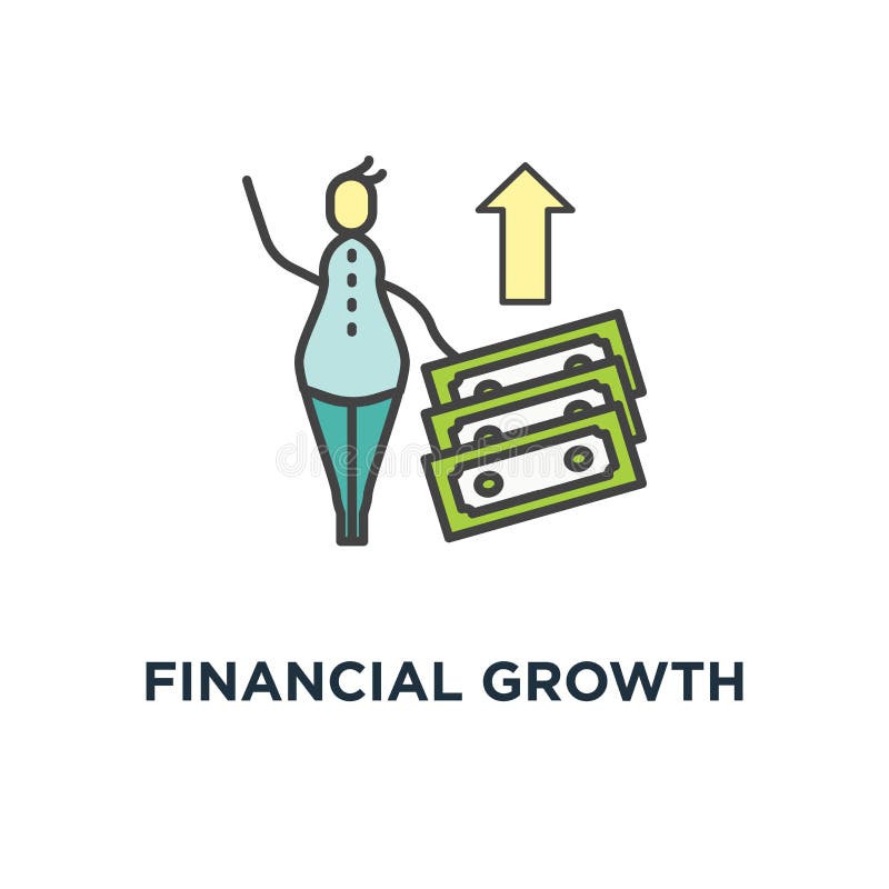 Icona finanziaria di crescita interesse composto, ritorno dei soldi o gestione del bilancio, uomo sveglio del fumetto con due con royalty illustrazione gratis Icona finanziaria di crescita interesse composto, ritorno dei soldi o gestione del bilancio, uomo sveglio del fumetto con due con royalty illustrazione gratis