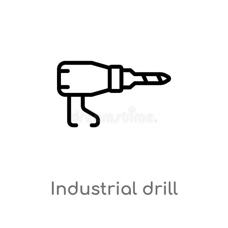 Icona industriale di vettore del trapano del profilo linea semplice nera isolata illustrazione dell'elemento dal concetto di indu illustrazione vettoriale