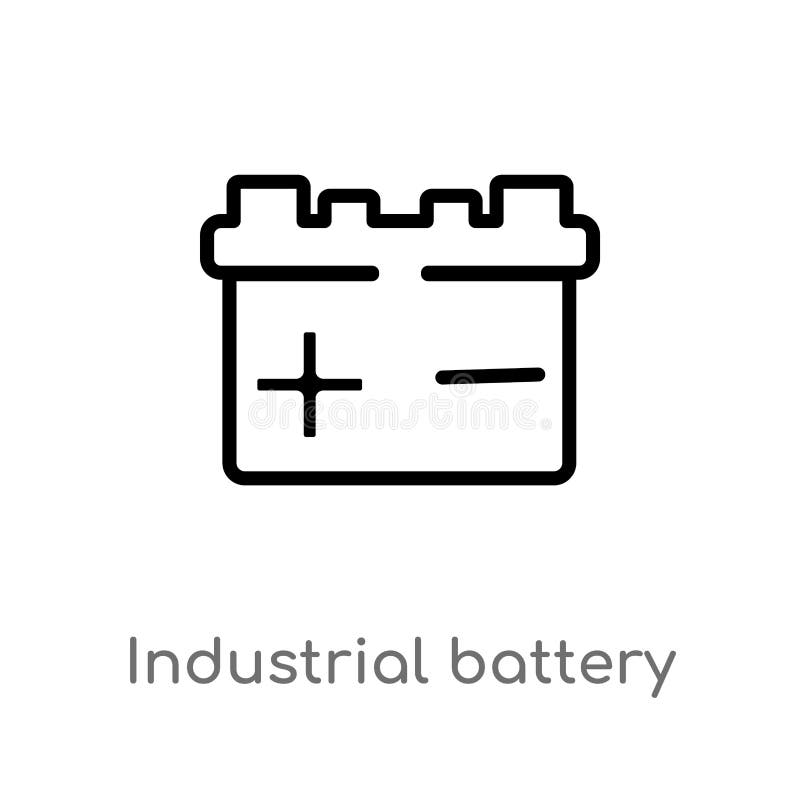 Icona industriale di vettore della batteria del profilo linea semplice nera isolata illustrazione dell'elemento dal concetto di i illustrazione di stock