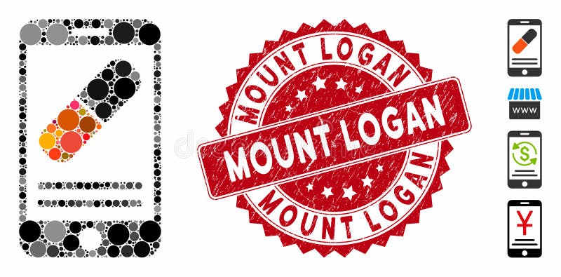 Icona Informazioni online sulla medicina del mosaico con il Monte Logan Stamp