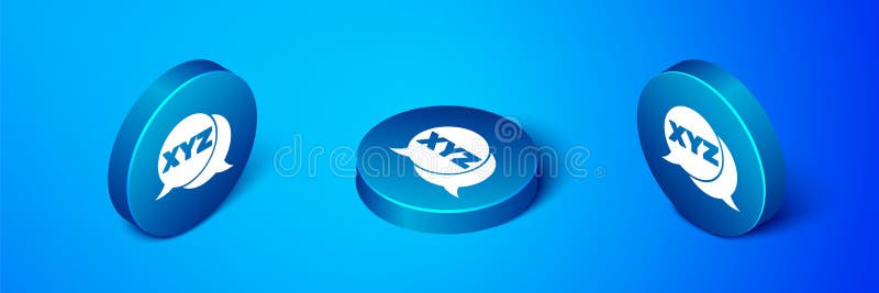 Icona isometrica del sistema di coordinate xyz isolata su sfondo blu. visualizzazione delle statistiche del grafico sull'asse xyz. illustrazione di stock