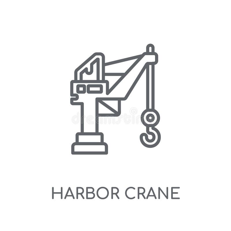 Icona lineare della gru del porto Conce moderno di logo della gru del porto del profilo illustrazione vettoriale Icona lineare della gru del porto Conce moderno di logo della gru del porto del profilo illustrazione vettoriale