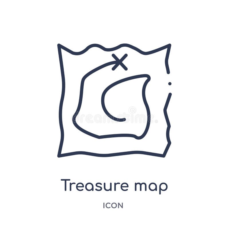Icona lineare della mappa del tesoro dalla raccolta del profilo di istruzione Linea sottile vettore della mappa del tesoro isolat illustrazione di stock Icona lineare della mappa del tesoro dalla raccolta del profilo di istruzione Linea sottile vettore della mappa del tesoro isolat illustrazione di stock