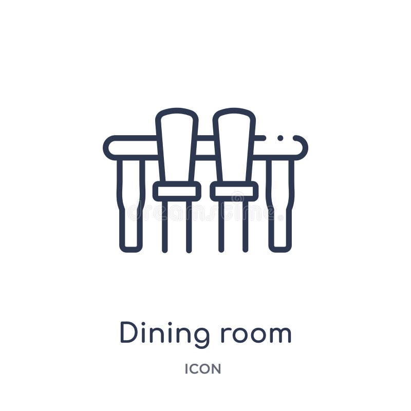 Icona lineare della sala da pranzo dalla raccolta del profilo della famiglia e della mobilia Linea sottile icona della sala da pr illustrazione vettoriale Icona lineare della sala da pranzo dalla raccolta del profilo della famiglia e della mobilia Linea sottile icona della sala da pr illustrazione vettoriale
