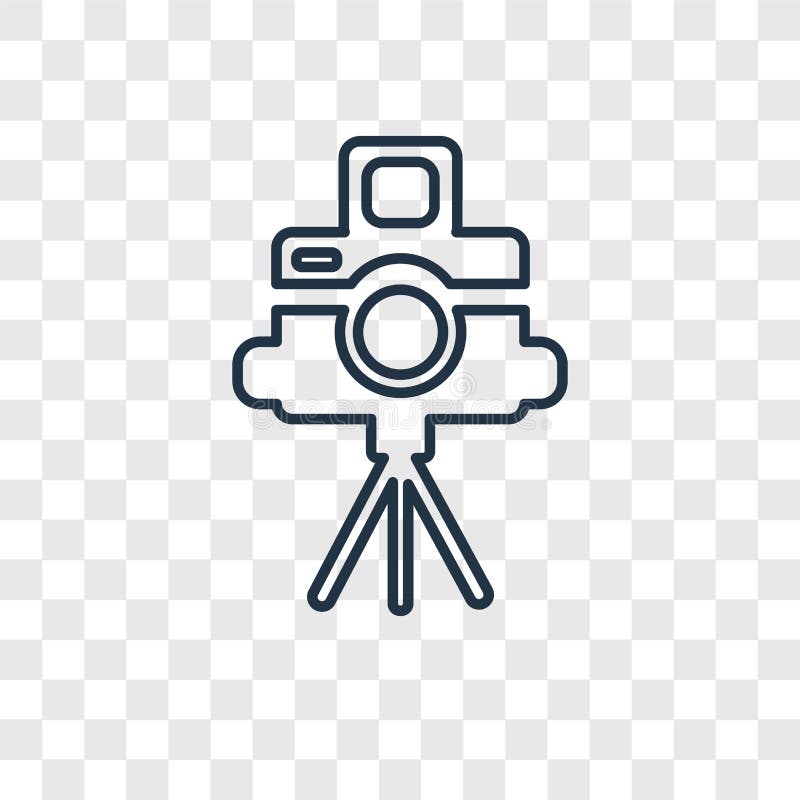 Icona lineare di vettore di concetto del supporto della macchina fotografica isolata su trasparente illustrazione di stock Icona lineare di vettore di concetto del supporto della macchina fotografica isolata su trasparente illustrazione di stock