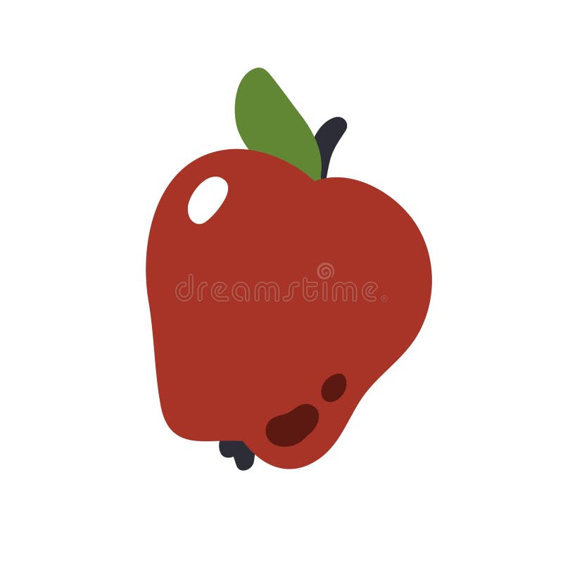 Icona mela rossa. Frutta fresca di giardino a foglia. snack di vitamina naturale. Alimentazione alimentare estiva organica matura. illustrazione vettoriale